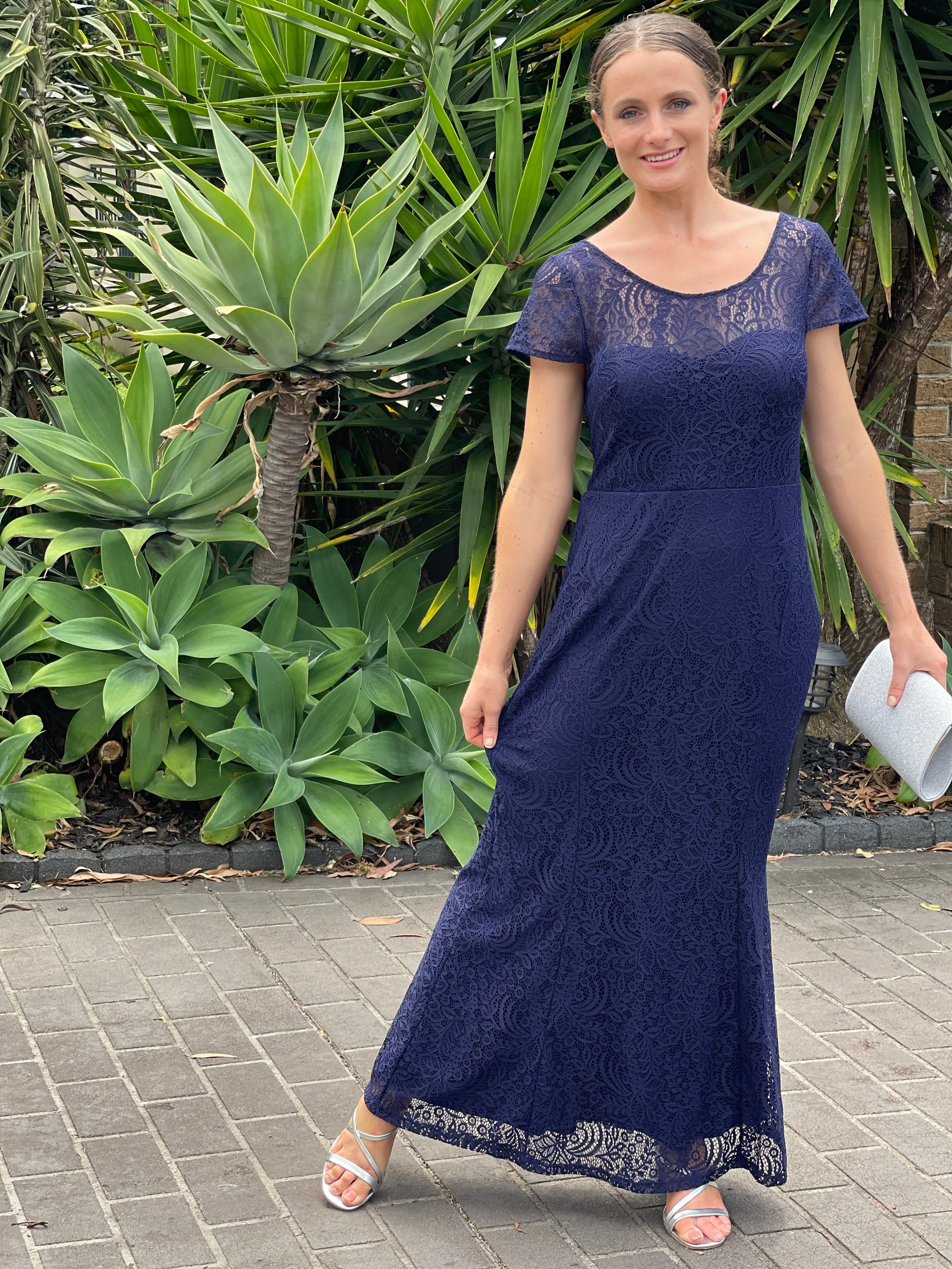 Kiel Navy Stretch Lace Gown