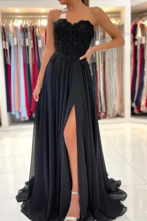 Lace Long Front Split Prom Dress Off-the-shoulder Evening Gown