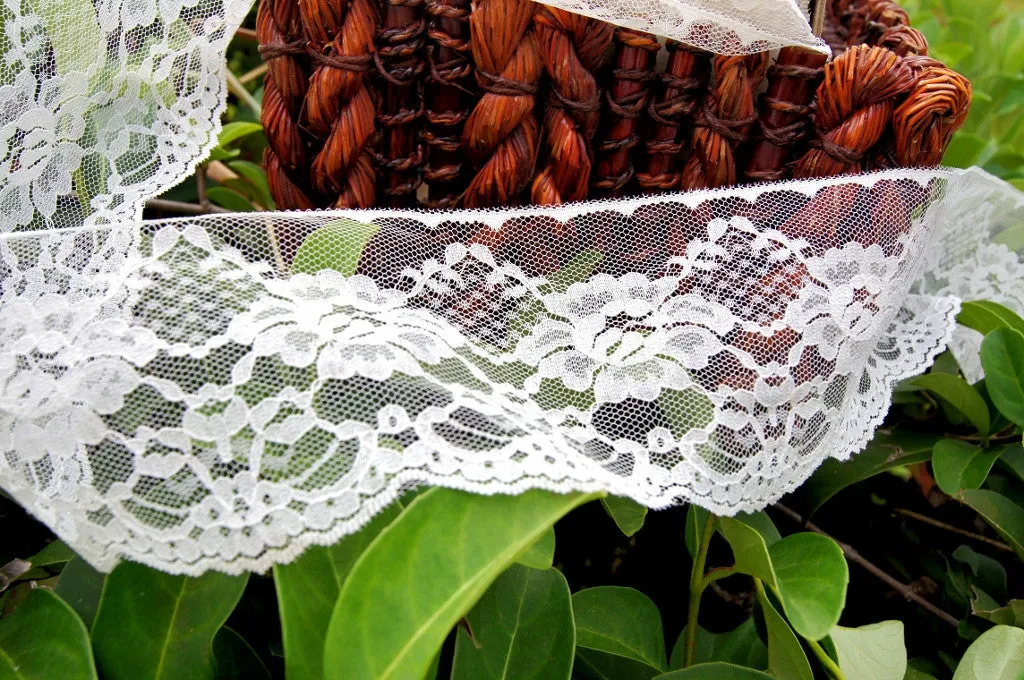 Lacy Mesh Off White Scalloped Floral Lace 3¾" wide