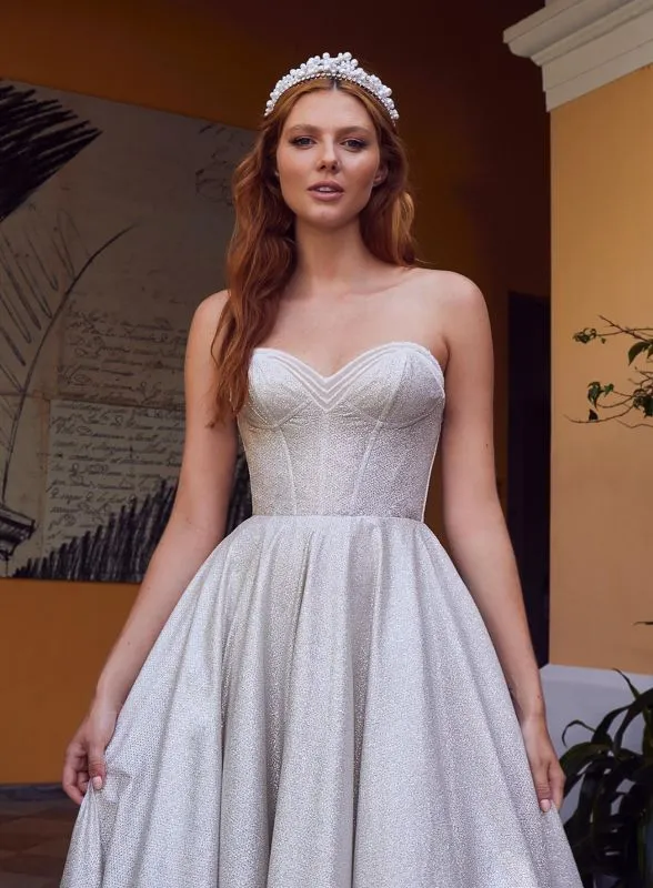 L'amour Size 12 LA23124 Ellery Light Champagne Gown
