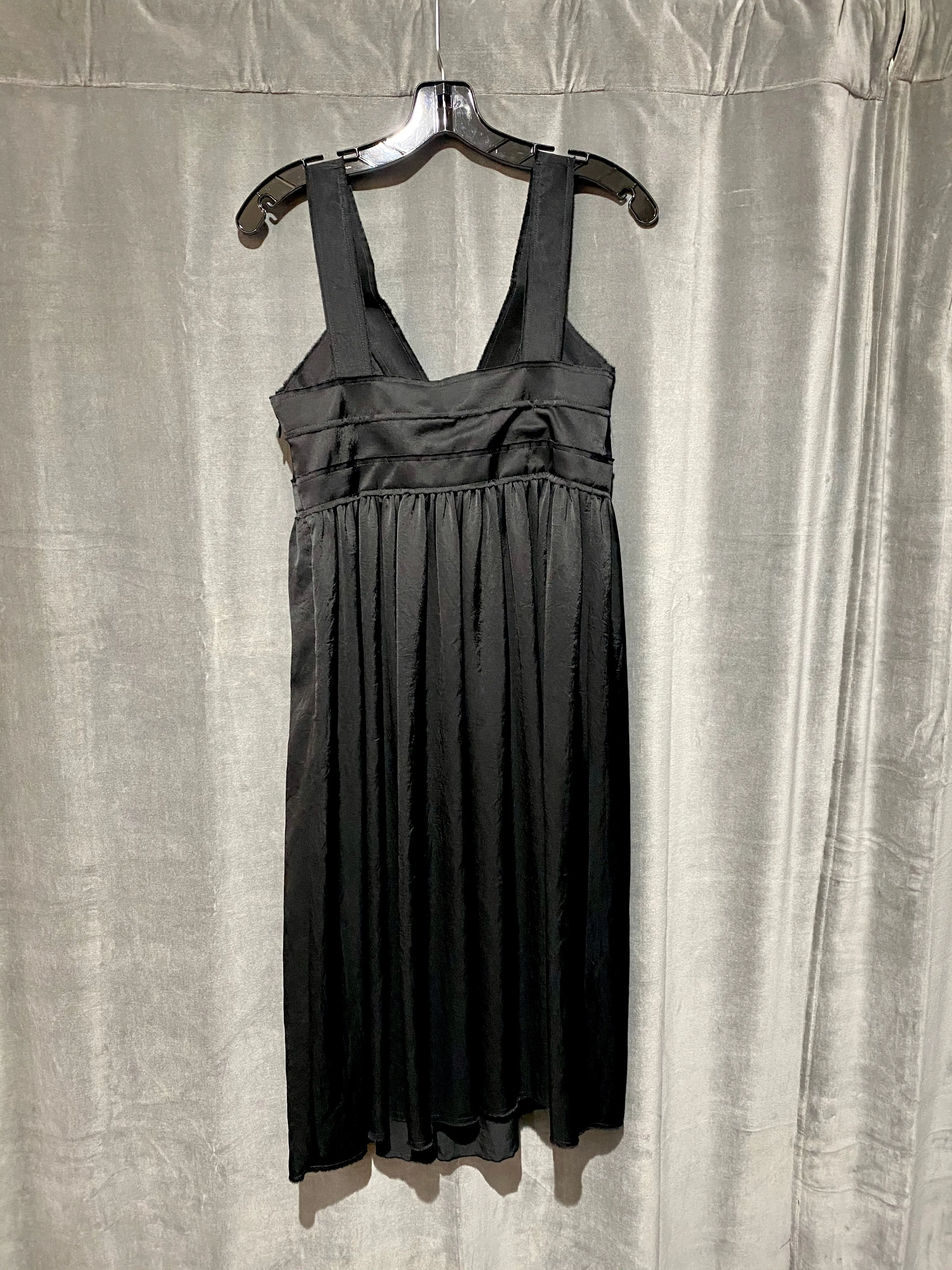 Lanvin 2007 Silk V Neck Midi Dress with Crystal Center Decor