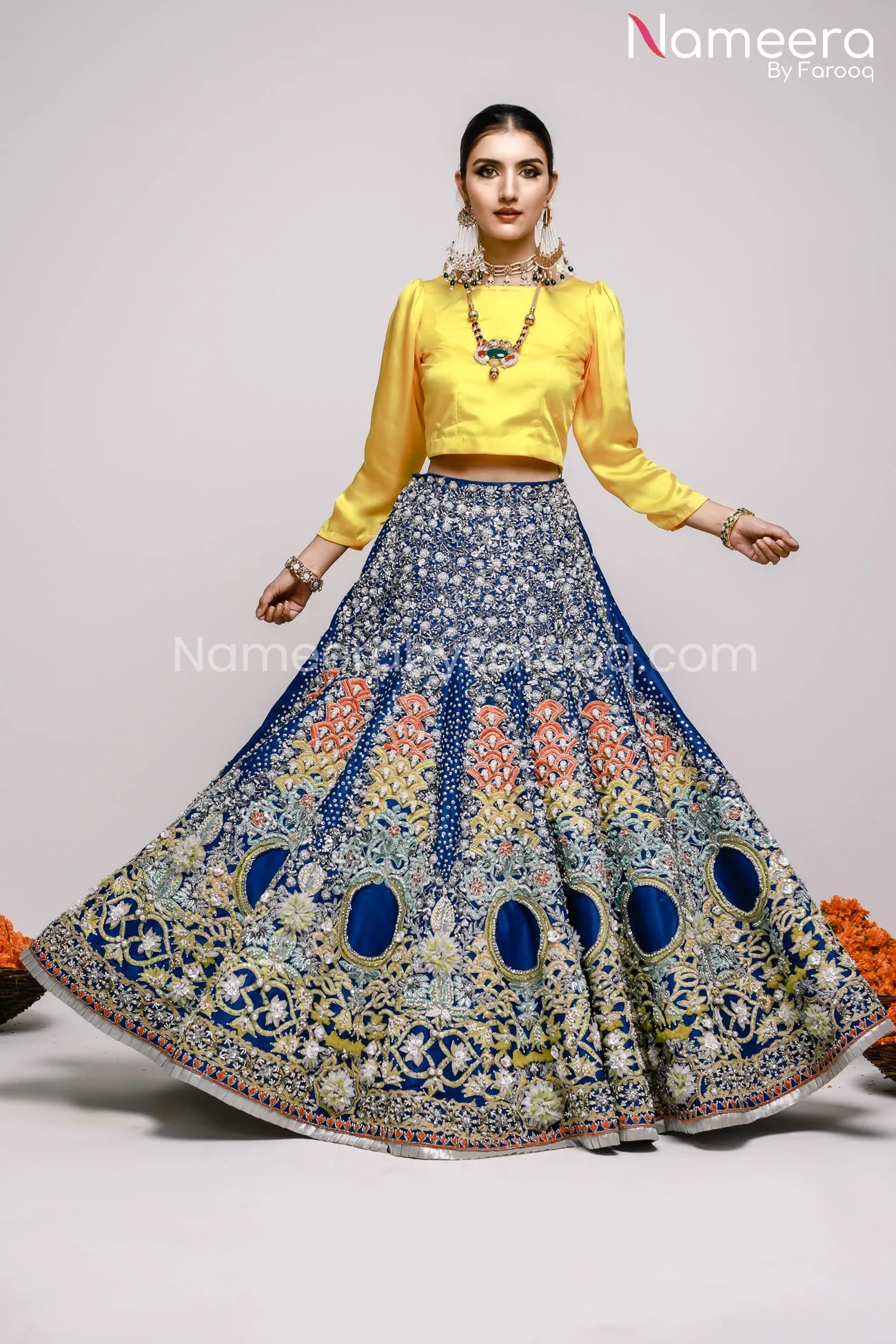 Latest Pakistani Mehndi Lehenga for Bridal 2021 #BS23