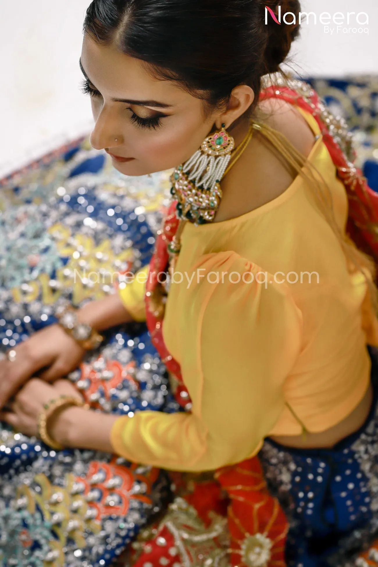 Latest Pakistani Mehndi Lehenga for Bridal 2021 #BS23