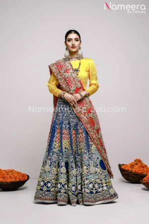 Latest Pakistani Mehndi Lehenga for Bridal 2021 #BS23