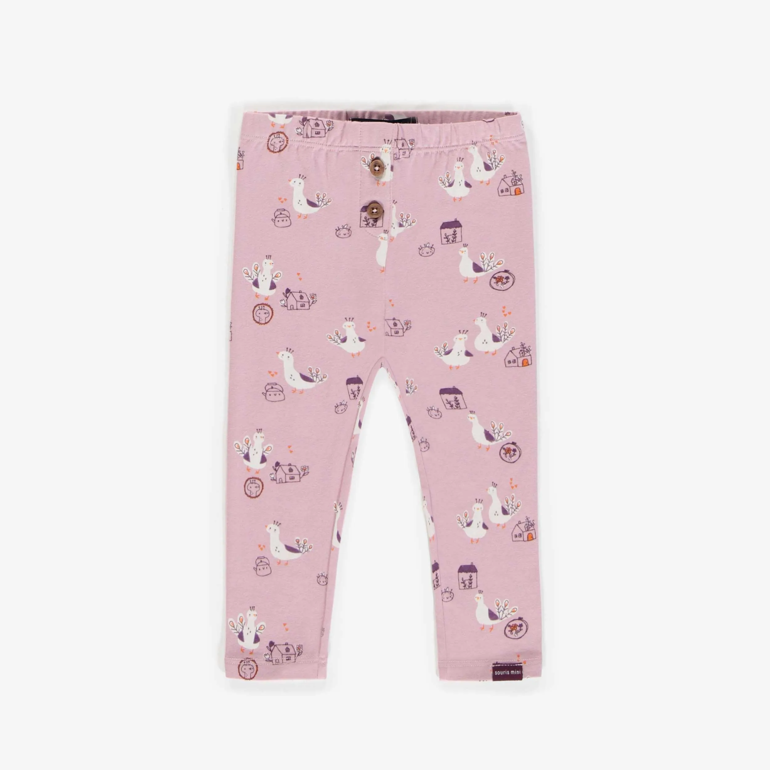 Legging mauve à motifs en coton, bébé  || Purple patterned leggings in cotton, baby