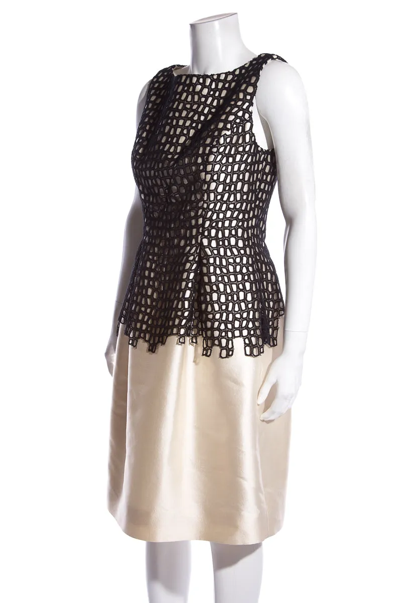 Lela Rose Cream and Black Dress SZ 6