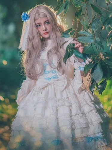 Lolita Wedding Dress OP White Chiffon Ruffle Lolita One Piece Dress