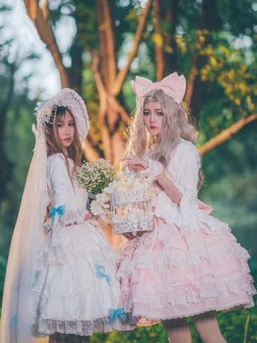 Lolita Wedding Dress OP White Chiffon Ruffle Lolita One Piece Dress