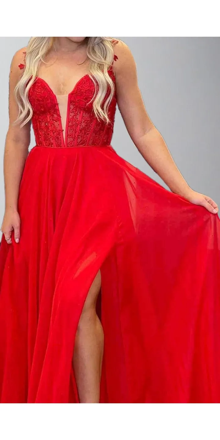 Long Prom Dresses Blue Lace Off Shoulder Evening Dress with Slit