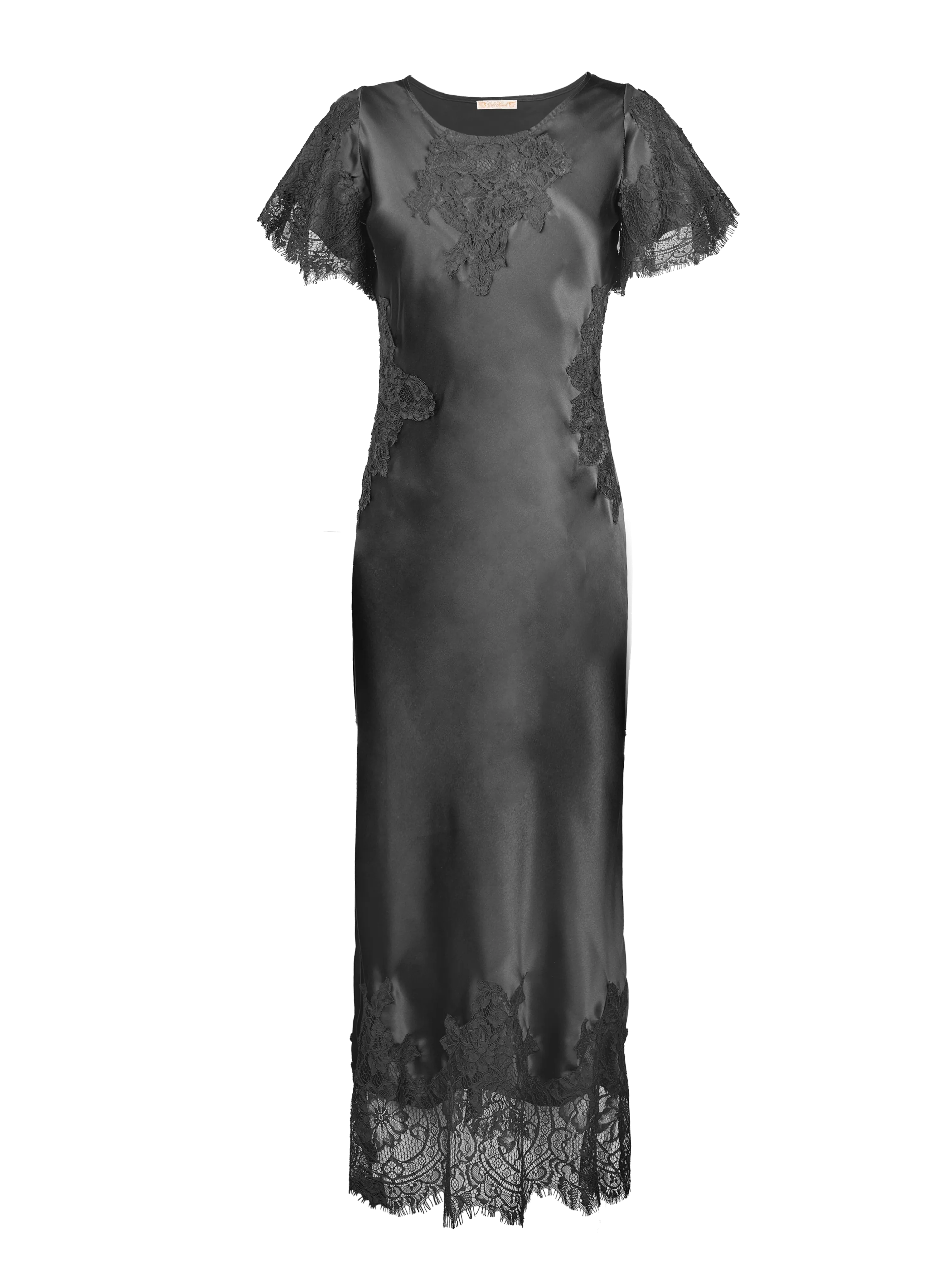 Luna Flutter Sleeve Long Bias Dress - Black
