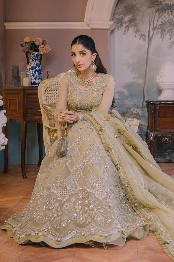 Luxury Mint Green Embroidered Pakistani Wedding Dress Pishwas Style