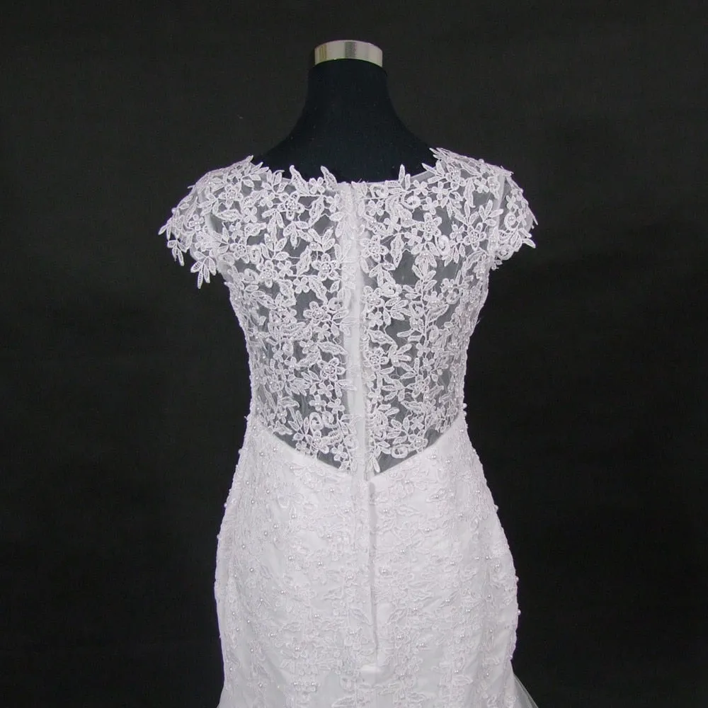 Luxury Pearls Lace Mermaid Wedding Dress Custom Made Bridal Gown Robe de mariage