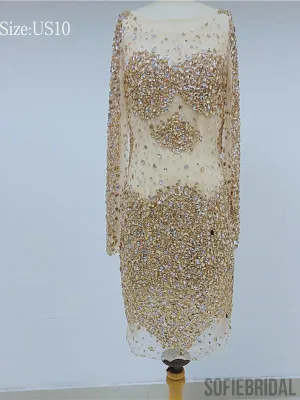 Luxury Rhinestone And Beaded Short Prom Dresses_US10, SOD005