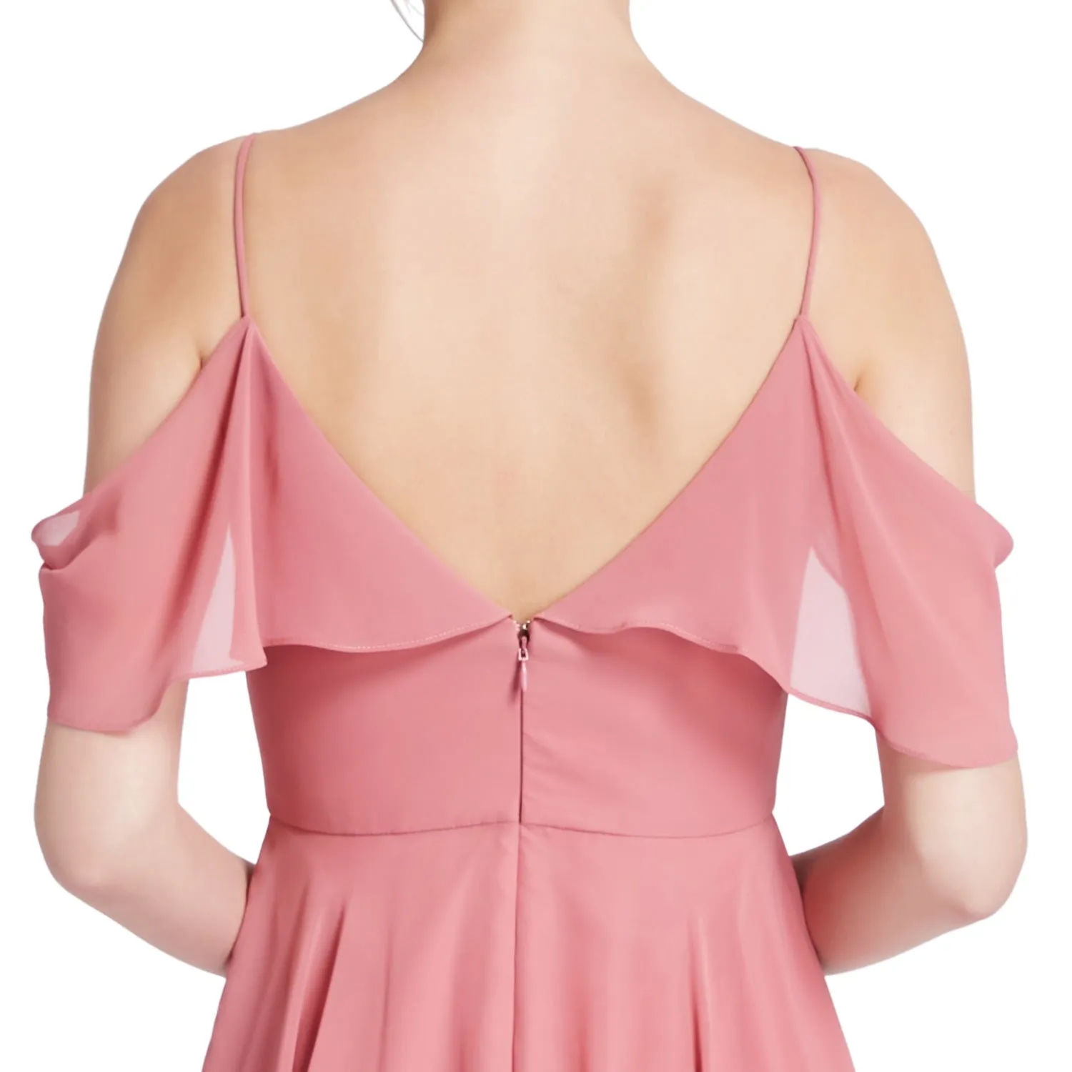 MACloth Women Cold Shoulder Ruffle Short Wedding Party Bridesmaid Dresses