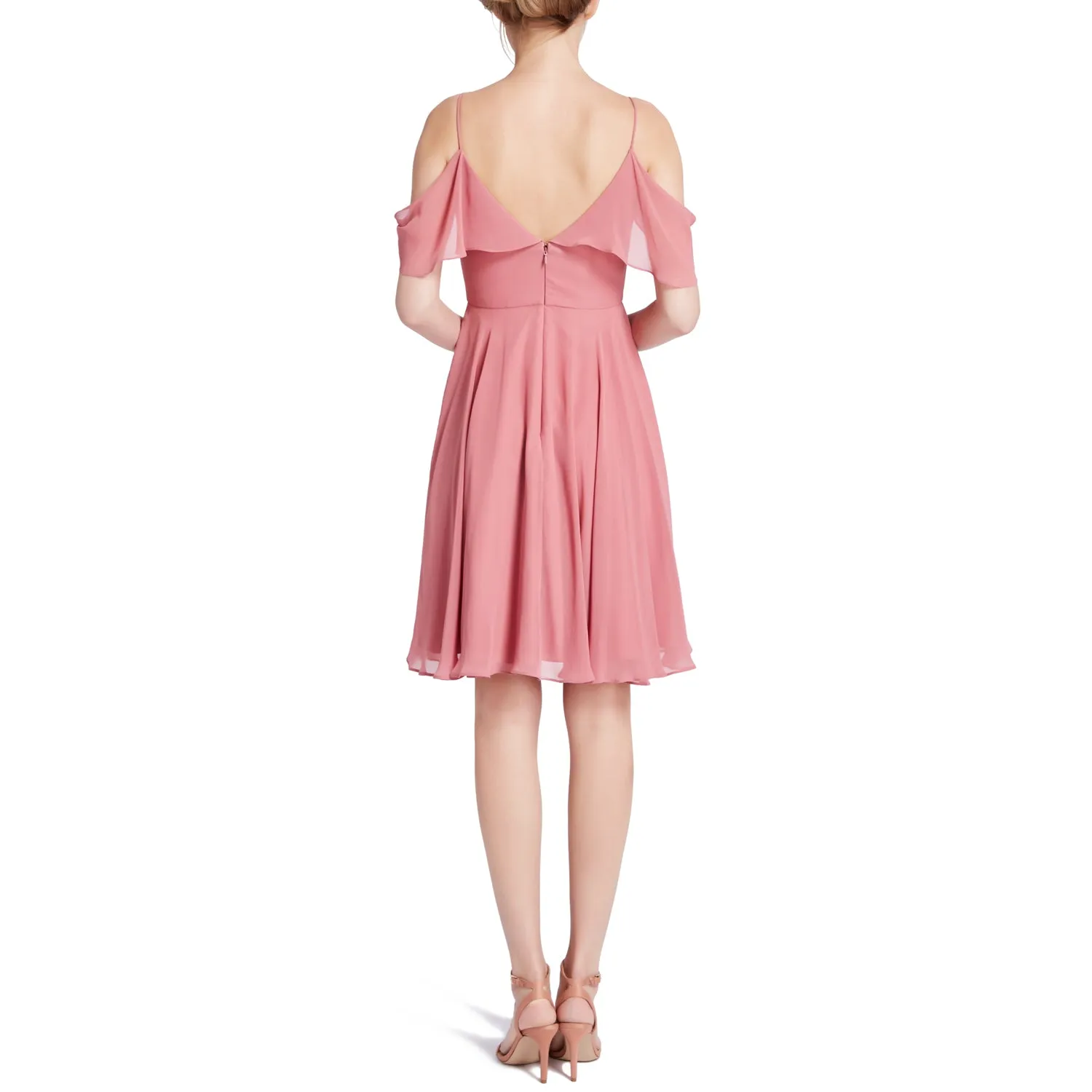 MACloth Women Cold Shoulder Ruffle Short Wedding Party Bridesmaid Dresses