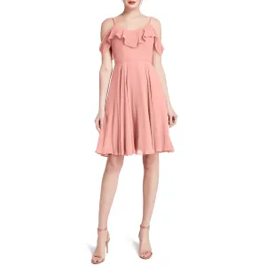 MACloth Women Cold Shoulder Ruffle Short Wedding Party Bridesmaid Dresses