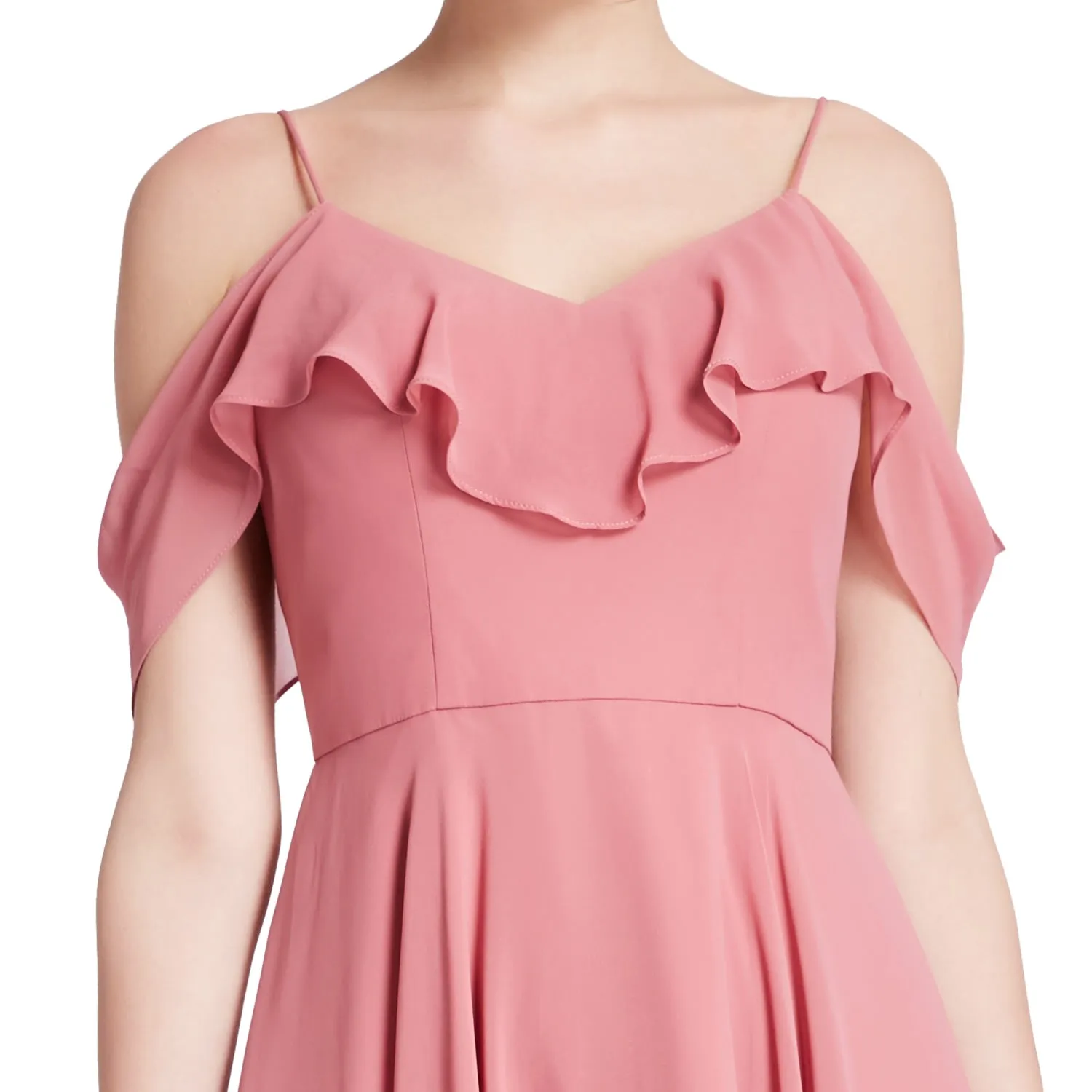 MACloth Women Cold Shoulder Ruffle Short Wedding Party Bridesmaid Dresses