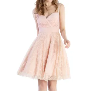 MACloth Women Sweetheart Pleated Lace Short Wedding Party Bridesmaid Dresses LBD