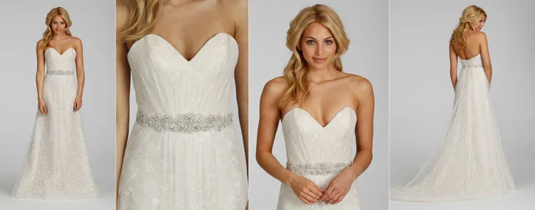Magnificent Sweetheart Neckline Lace Dress With Beaded Embellished Waist - 702347