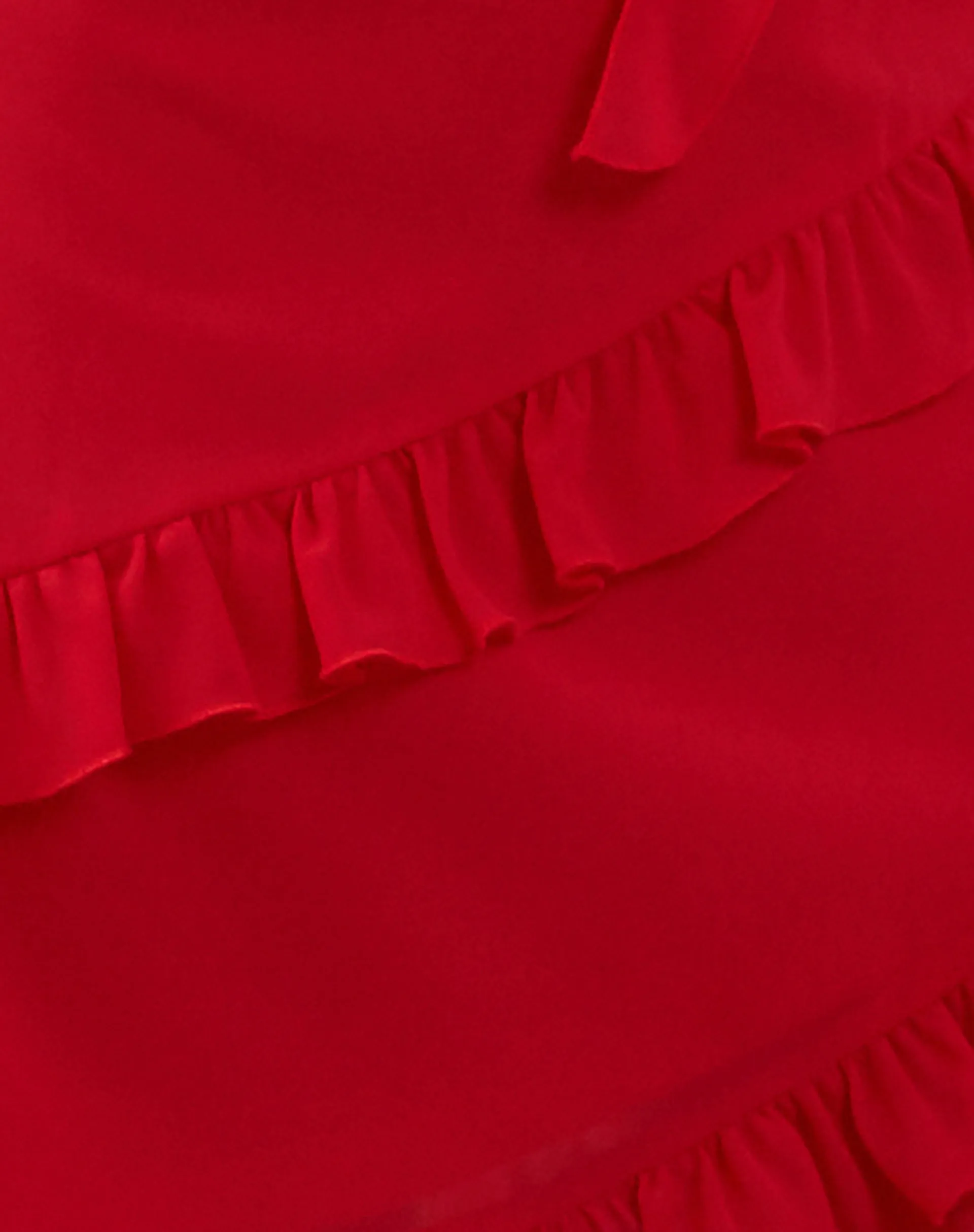 Margaret Ruffle Mini Dress in Red Chiffon with Rosette