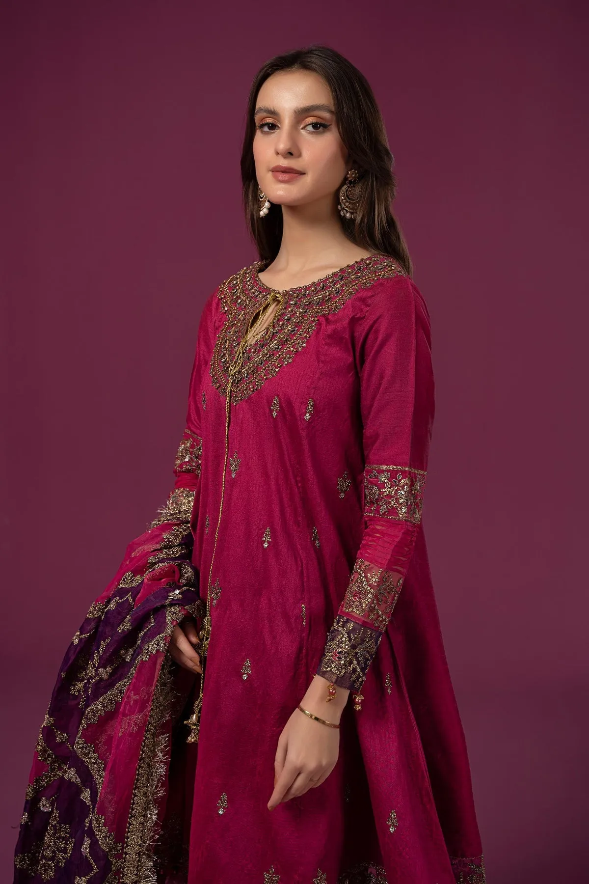Maria B Raw Silk Salwar Kameez Pakistani Party Dress