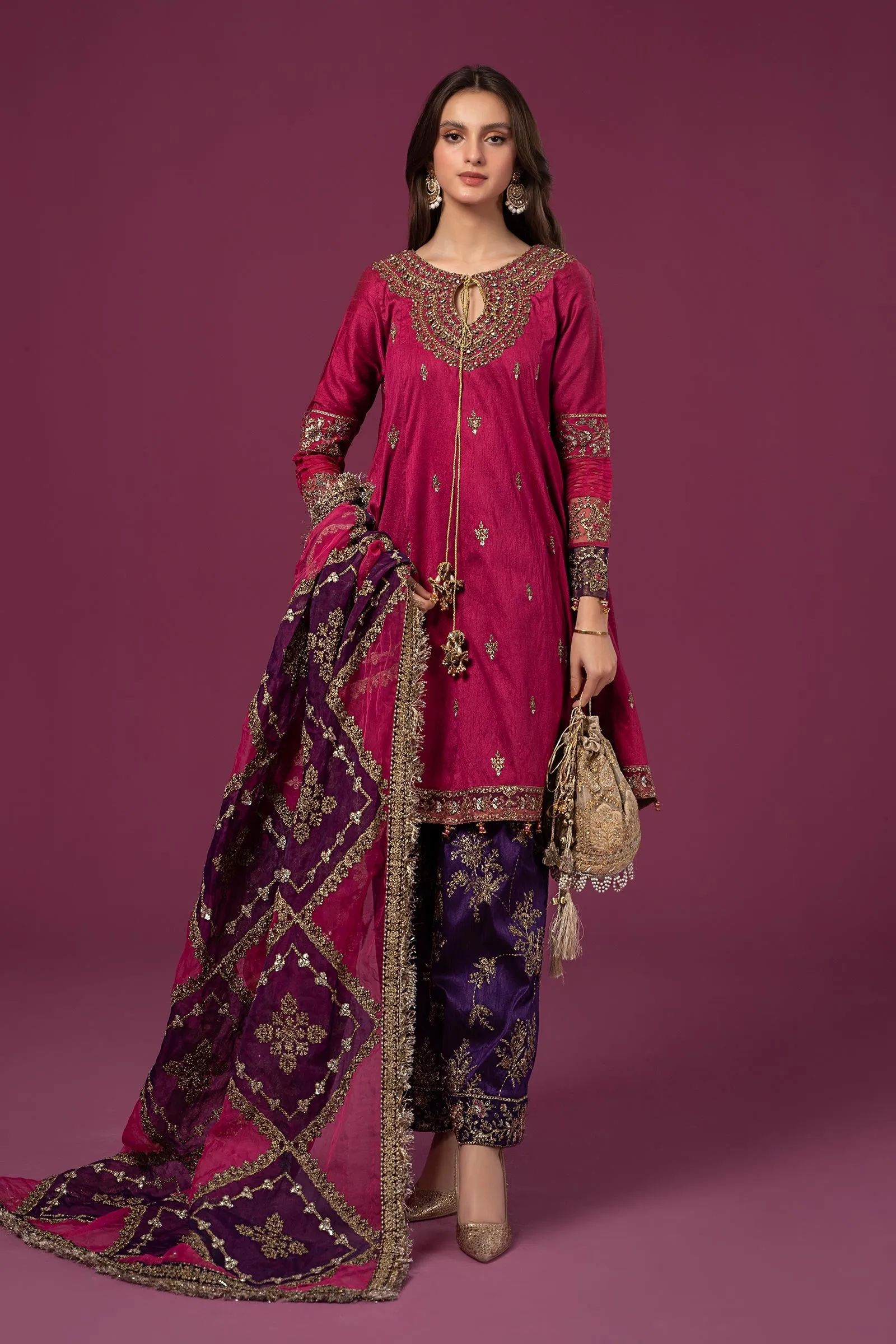 Maria B Raw Silk Salwar Kameez Pakistani Party Dress