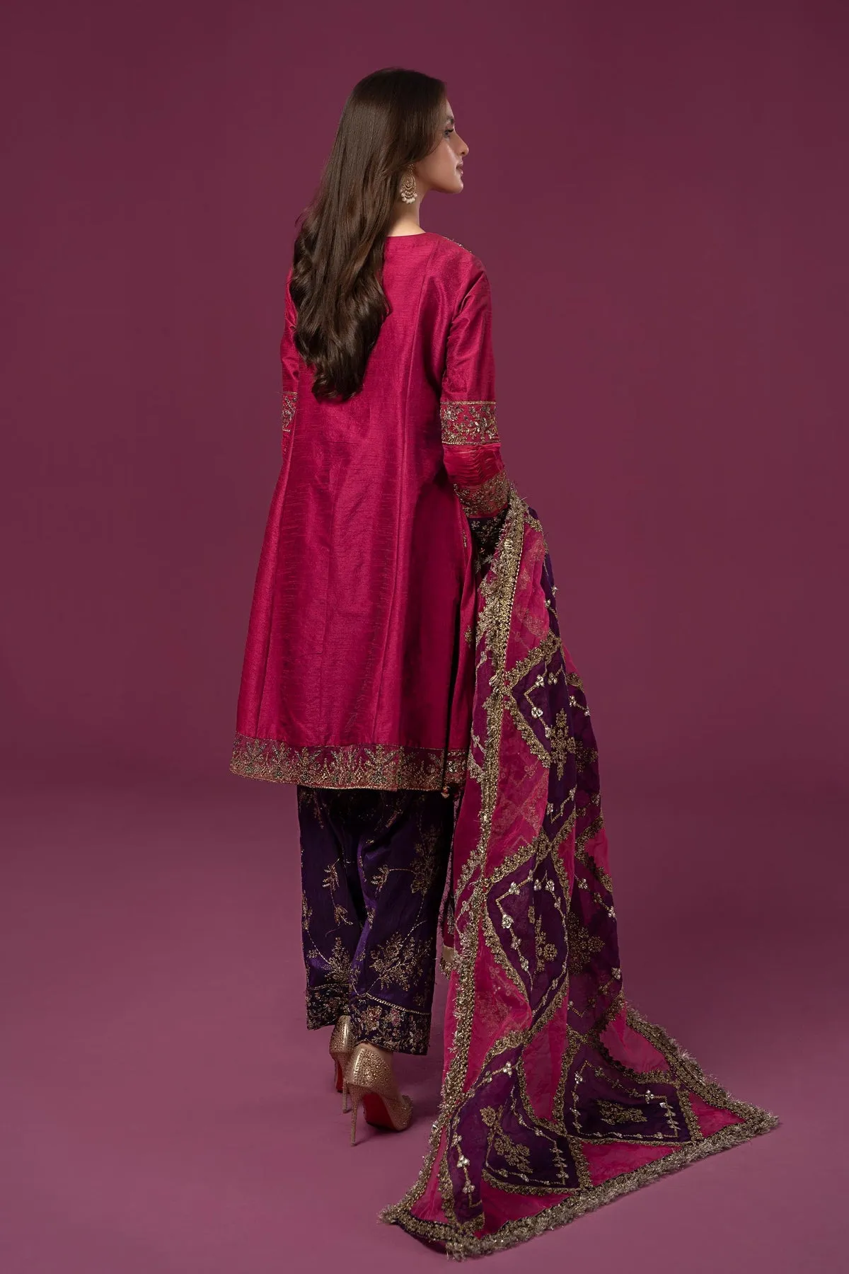 Maria B Raw Silk Salwar Kameez Pakistani Party Dress
