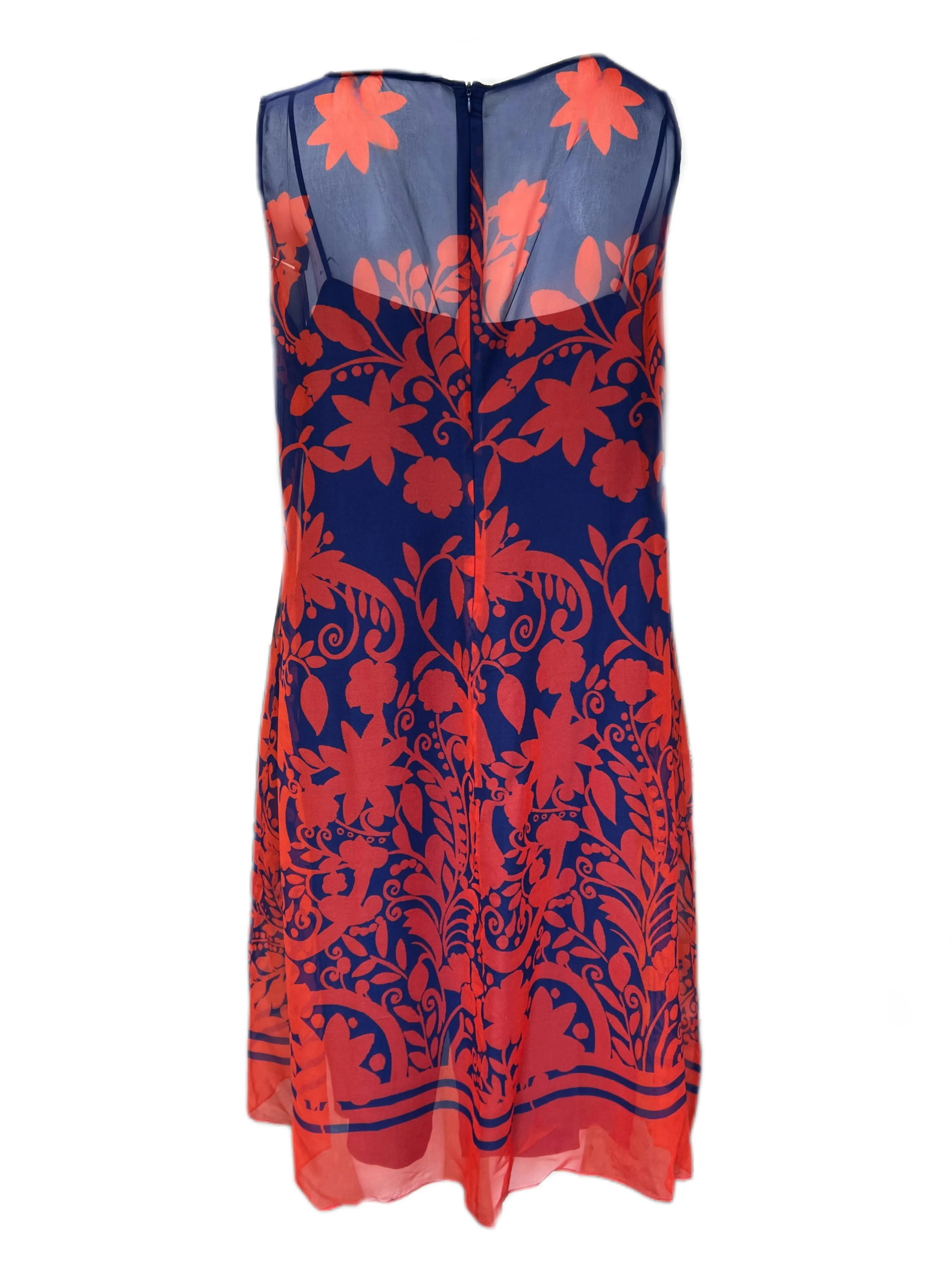 Marina Rinaldi Women's Red Dolmen Floral Printed Sheer Silk Dress Size 22W/31