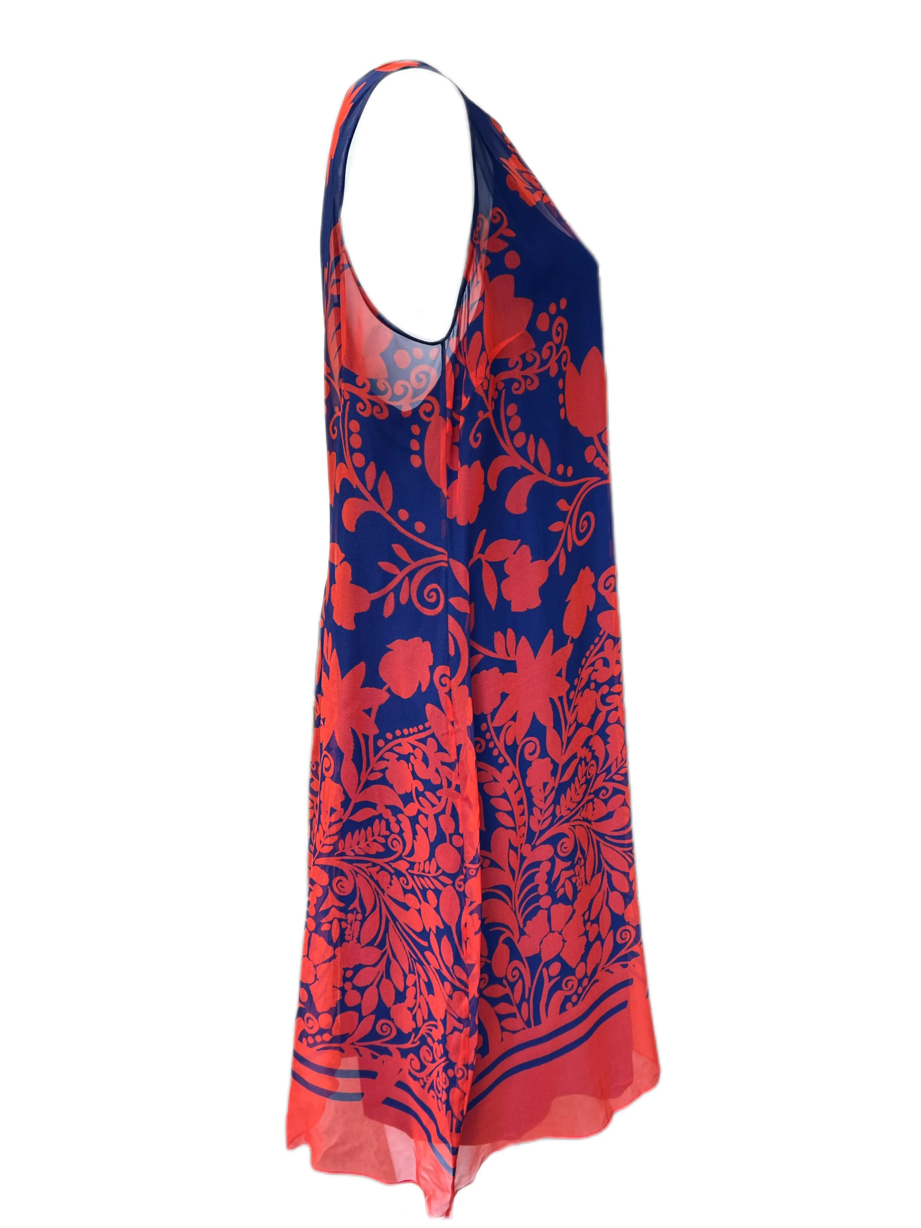 Marina Rinaldi Women's Red Dolmen Floral Printed Sheer Silk Dress Size 22W/31