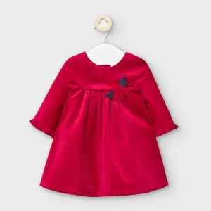 Mayoral Red Velvet Long Sleeve Dress Baby Girl