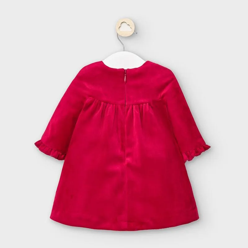 Mayoral Red Velvet Long Sleeve Dress Baby Girl