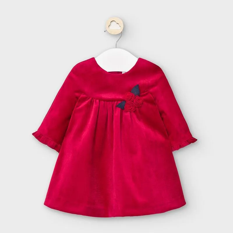 Mayoral Red Velvet Long Sleeve Dress Baby Girl