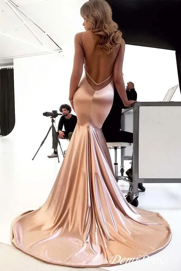 Mermaid Spaghetti Straps Sexy Prom Dress. Cheap Formal Evening Dress OKJ27
