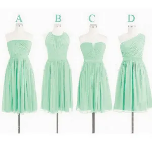 mint green bridesmaid dresses short 2020 chiffon mismatched a line cheap wedding party dresses 2020