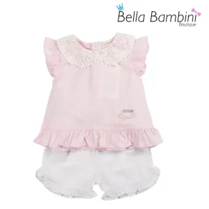 Mintini Pink Lace Collar Short Set