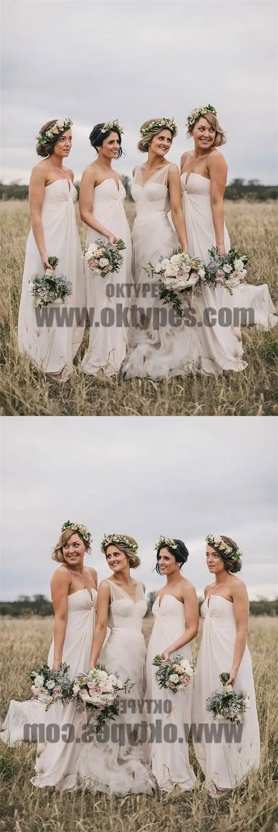 Mismatched Cheap Chiffon Sweetheart Formal Custom Make Bridesmaid Dresses, Bridesmaid Gown, TYP0488