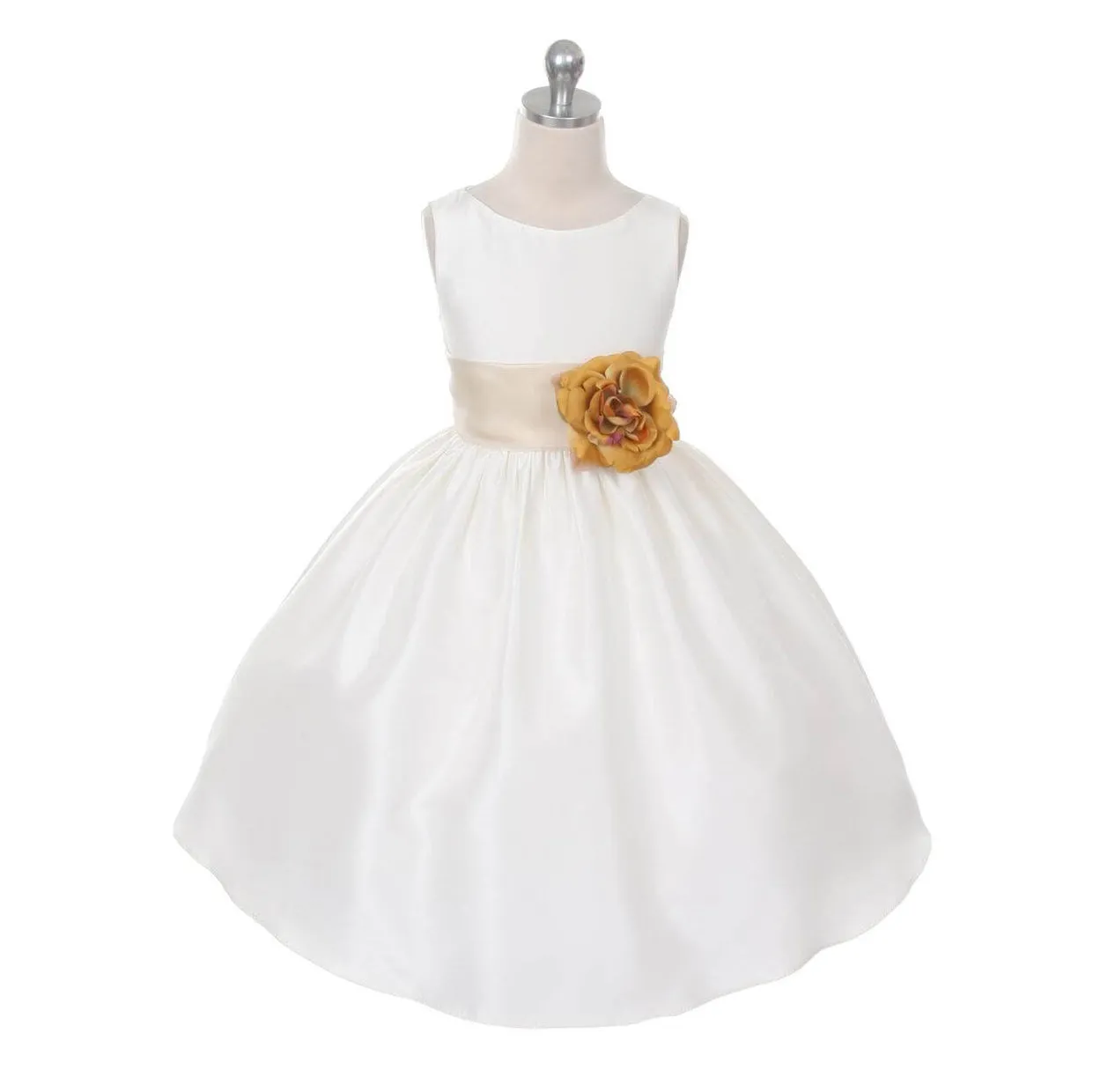 Morgan - Bridal Ivory or White - Purple Sash and Flower