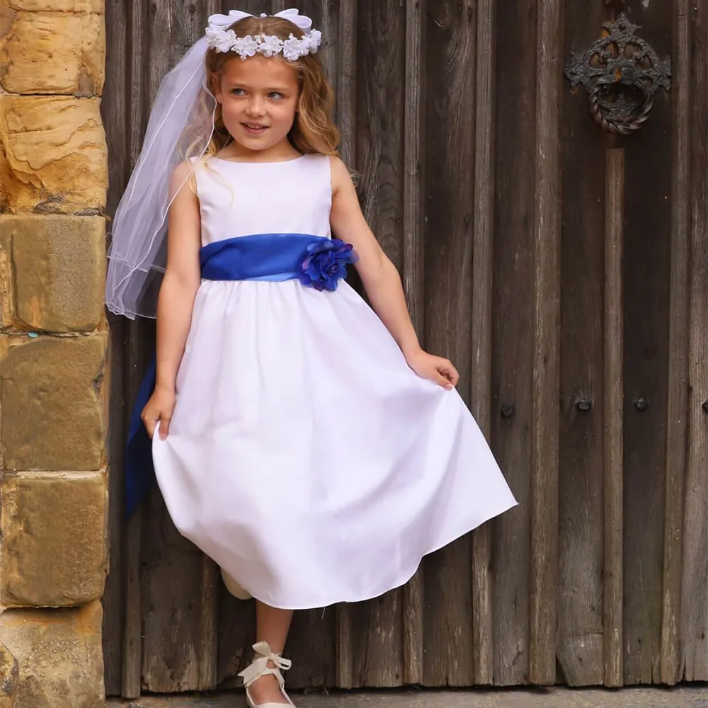 Morgan - Bridal Ivory or White - Purple Sash and Flower
