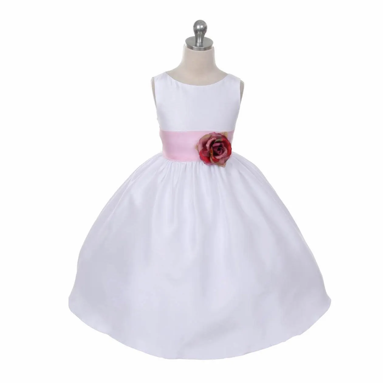 Morgan - Bridal Ivory or White - Purple Sash and Flower