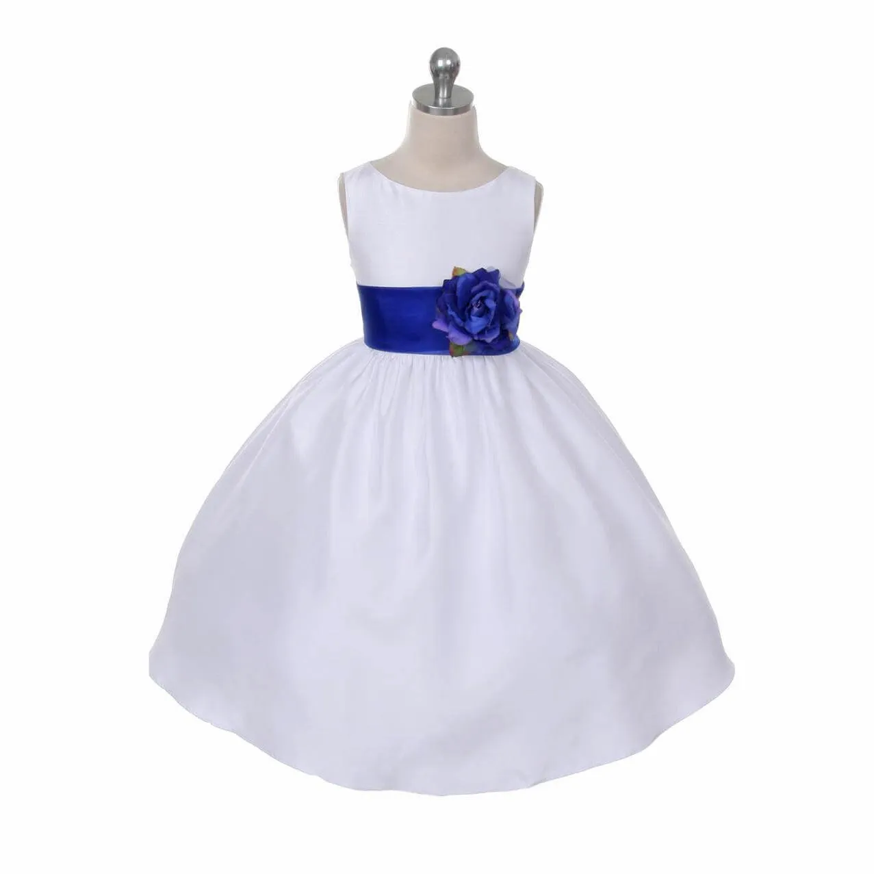 Morgan - Bridal Ivory or White - Purple Sash and Flower