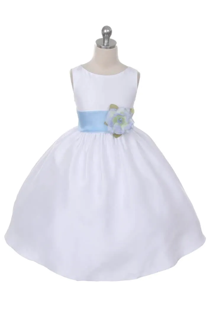 Morgan - Bridal Ivory or White - Silver Grey Sash and Flower