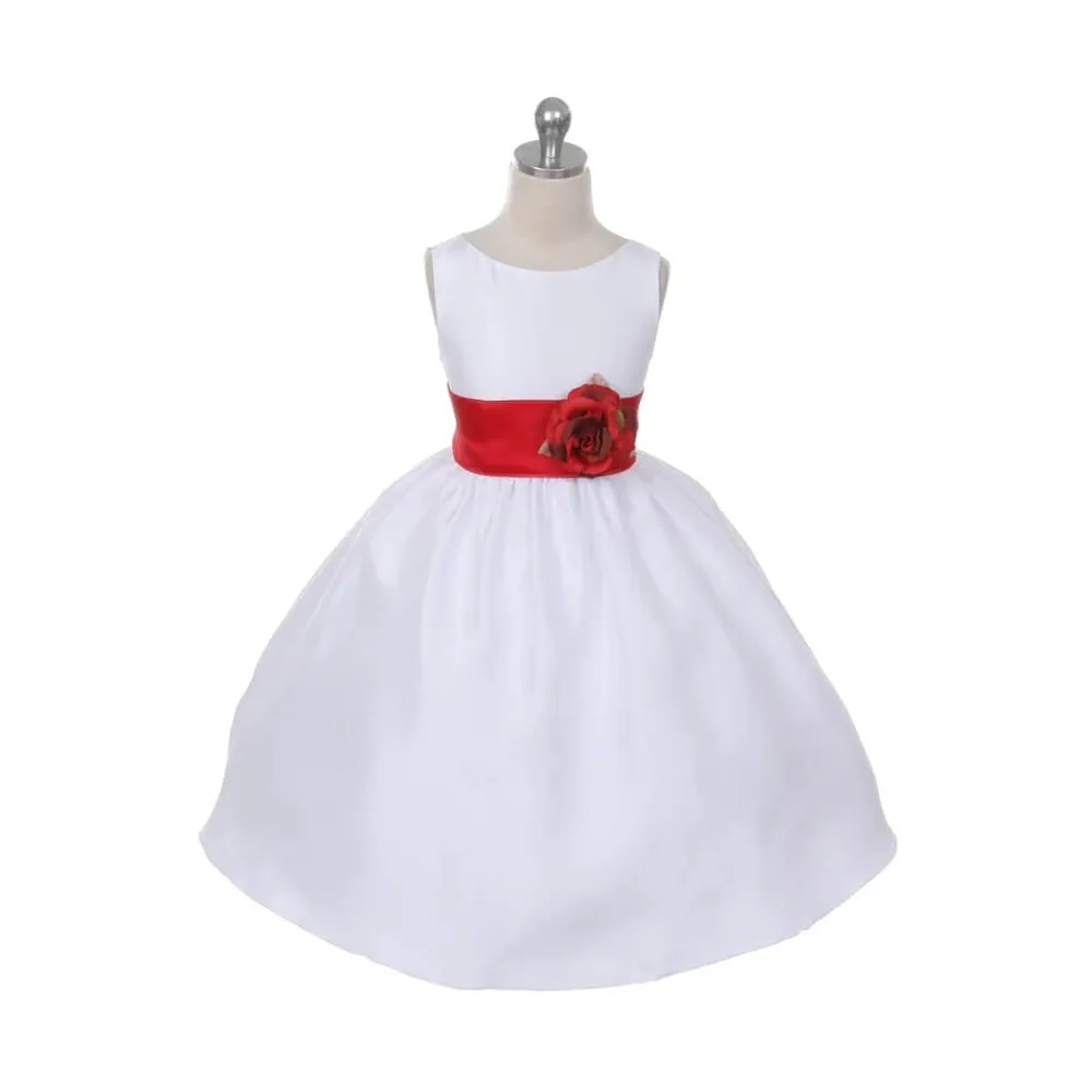 Morgan - Bridal Ivory or White - Silver Grey Sash and Flower