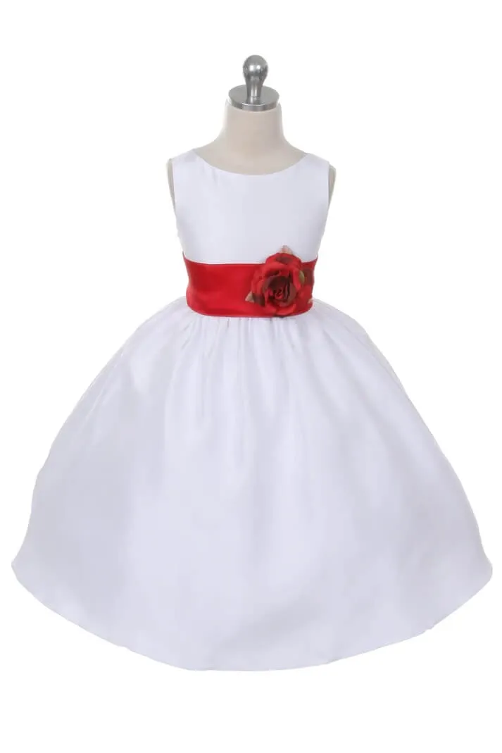 Morgan - Bridal Ivory or White - Silver Grey Sash and Flower