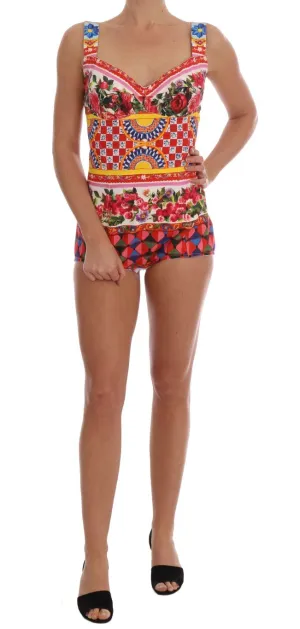 Multicolor Carretto Pattern Romper Bodysuit