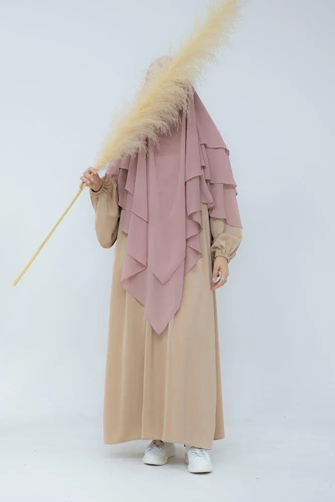 Munawara Pink three layer chiffon khimar hijab niqab