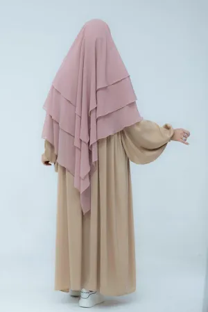 Munawara Pink three layer chiffon khimar hijab niqab