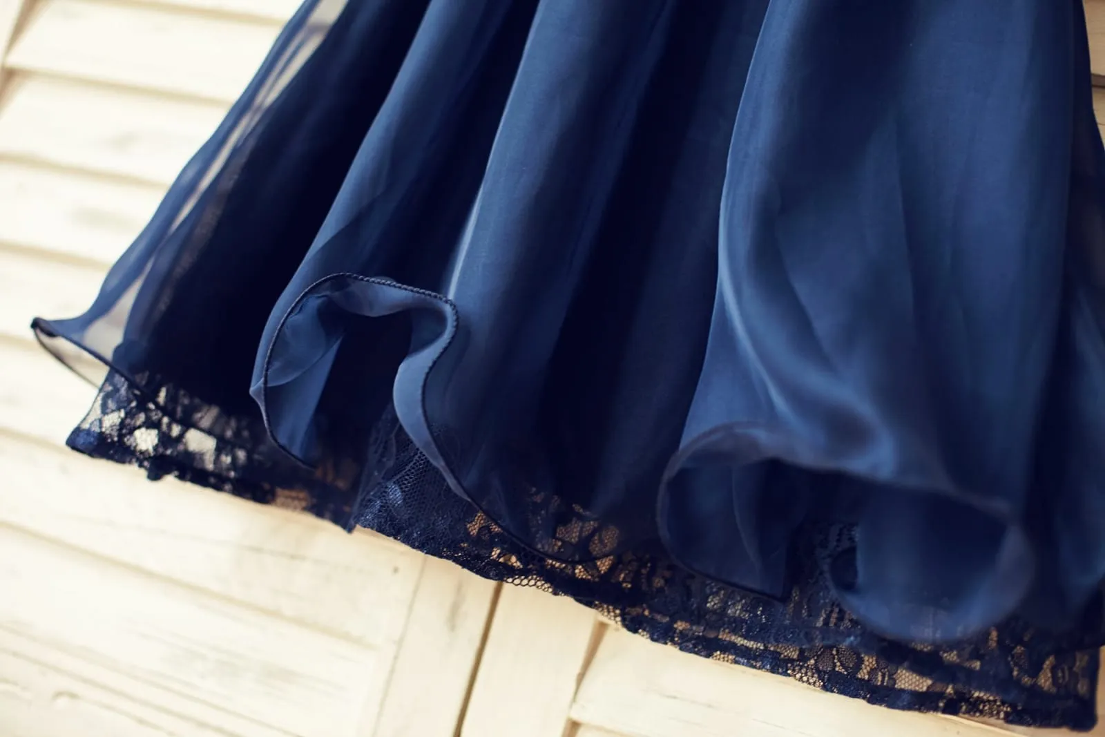 Navy Blue/Ivory/Pink/Gray Lace Chiffon Cap Sleeves Flower Girl Dress