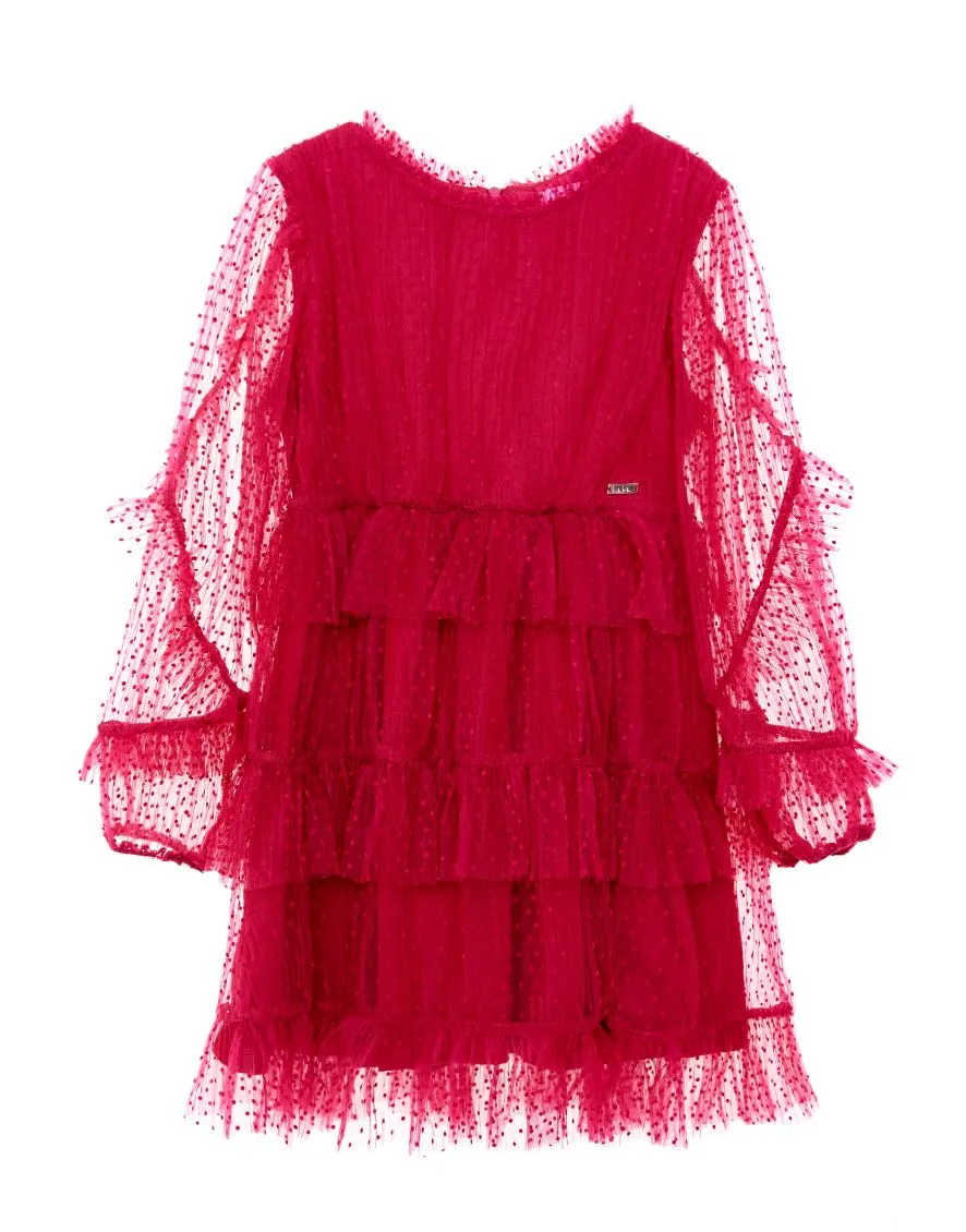 Nicole Miller Chiffon Ruffle Sleeve Dress