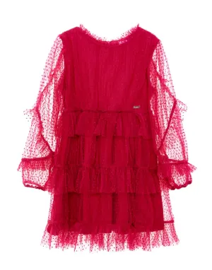 Nicole Miller Chiffon Ruffle Sleeve Dress