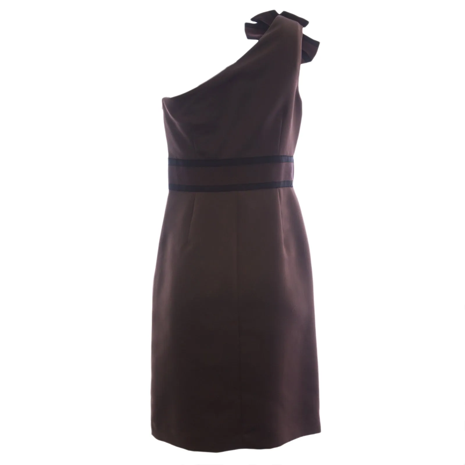 NUE by Shani Women's One Shoulder Satin Grosgrain Trim Dress S147 $290 NWT